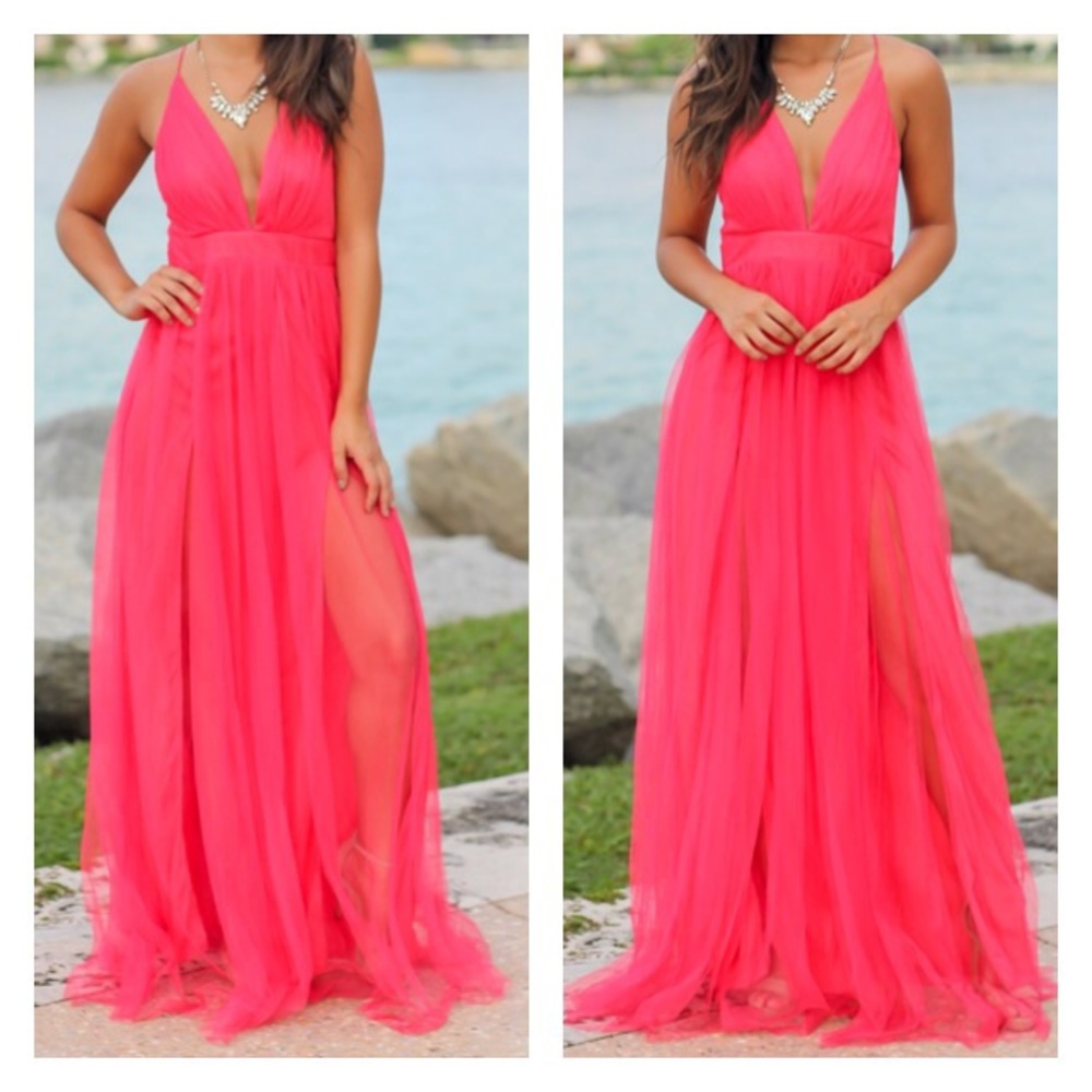 Pink Layered Flowy Dress - Picture 2 of 2
